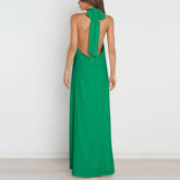 Mitra Backless Halter Maxi Dress Ins Street